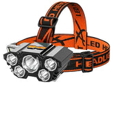 Rechargeable 5-Head LED Headlamp – Super Bright USB Motion Sensor Fishing Light