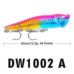 Hot Selling Popper Lure – 93mm / 12.5g Floating Topwater Hard Bait with 3D Eyes & Rattle System