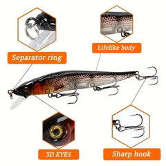 Minnow Fishing Lure – 115mm 14g Sinking Hard Bait Crankbait for Bass & Pike