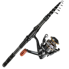 Carbon Surf Fishing Rod & Lure Combo Set - Long Cast Saltwater Spinning Rod with Artificial Bait Kit