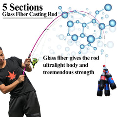 Sougayilang 5-Section Spinning & Casting Rod – Ultralight Carbon Fiber Travel Fishing Pole