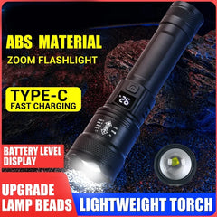 Powerful LED Flashlight – 5000LM Ultra Bright Tactical Torch with Zoom & Waterproof Design