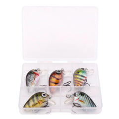 5pcs Mini Fish Bass Fishing Lure Set 3cm 1.5g Topwater Crankbaits for Pike & Bass