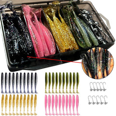 50PCS Jig Bait Soft Lure Kit – 5.5cm/7cm/10cm with Jig Head Hooks & Tackle Box
