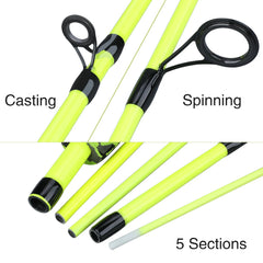 Sougayilang 5-Section Spinning & Casting Rod – Ultralight Carbon Fiber Travel Fishing Pole