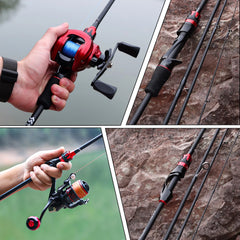 2.1m Ultralight Carbon Fiber Casting/Spinning Fishing Rod – 4 Sections with EVA Handle