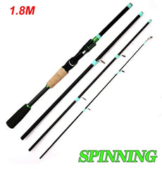Casting & Spinning Lure Fishing Rod – 1.8m/2.1m Carbon Fiber Ultralight Travel Rod