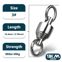 Ball Bearing Fishing Swivels – Stainless, 360° Anti-Twist, Solid Rings (20/50/100 Pack)