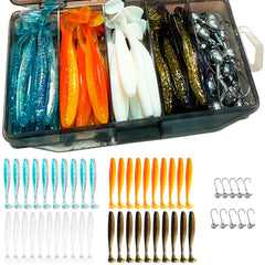 50PCS Jig Bait Soft Lure Kit – 5.5cm/7cm/10cm with Jig Head Hooks & Tackle Box