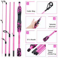 Sougayilang 5-Section Spinning & Casting Rod – Ultralight Carbon Fiber Travel Fishing Pole