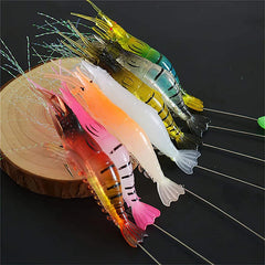 Soft Shrimp Fishing Lures – 3pcs/7pcs Silicone Glow Bait with Hooks for Night Fishing