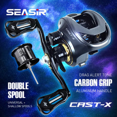 Cast-X Baitcasting Reel – 7.3:1 HS Ratio, Double Spools, Carbon Grip, 8.5kg Drag