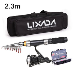 Telescopic Fishing Rod & Reel Combo Kit – Full Set with Lures, Tackle Box & Carry Bag (2.1m/2.3m)