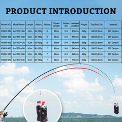 Telescopic Surf Spinning Rod 3.6m–4.5m | 30T Carbon Travel Surfcasting Fishing Pole