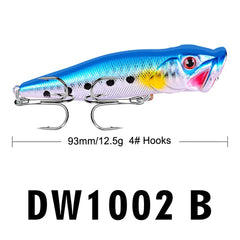 Hot Selling Popper Lure – 93mm / 12.5g Floating Topwater Hard Bait with 3D Eyes & Rattle System