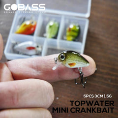 5pcs Mini Fish Bass Fishing Lure Set 3cm 1.5g Topwater Crankbaits for Pike & Bass