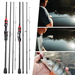 2.1m Ultralight Carbon Fiber Casting/Spinning Fishing Rod – 4 Sections with EVA Handle