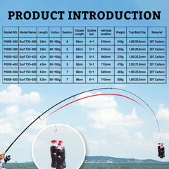 Telescopic Surf Spinning Rod | 3.6m-4.5m 30T Carbon Travel Surfcasting Shore Casting Fishing Pole