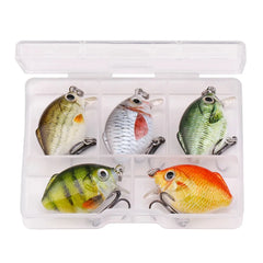 5pcs Mini Fish Bass Fishing Lure Set 3cm 1.5g Topwater Crankbaits for Pike & Bass