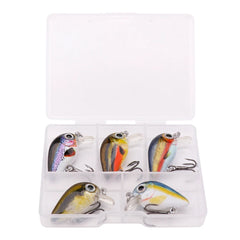 5pcs Mini Fish Bass Fishing Lure Set 3cm 1.5g Topwater Crankbaits for Pike & Bass
