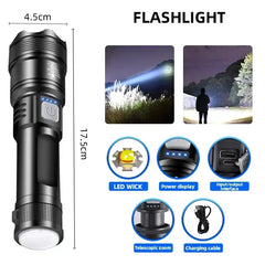 Powerful LED Flashlight – 5000LM Ultra Bright Tactical Torch with Zoom & Waterproof Design