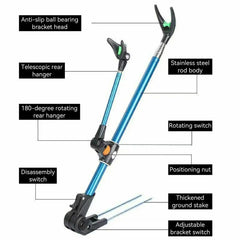 Thickened Telescopic Fishing Rod Bracket – Dual Purpose Adjustable Stainless Steel Holder (1.7M / 2.1M / 2.4M)