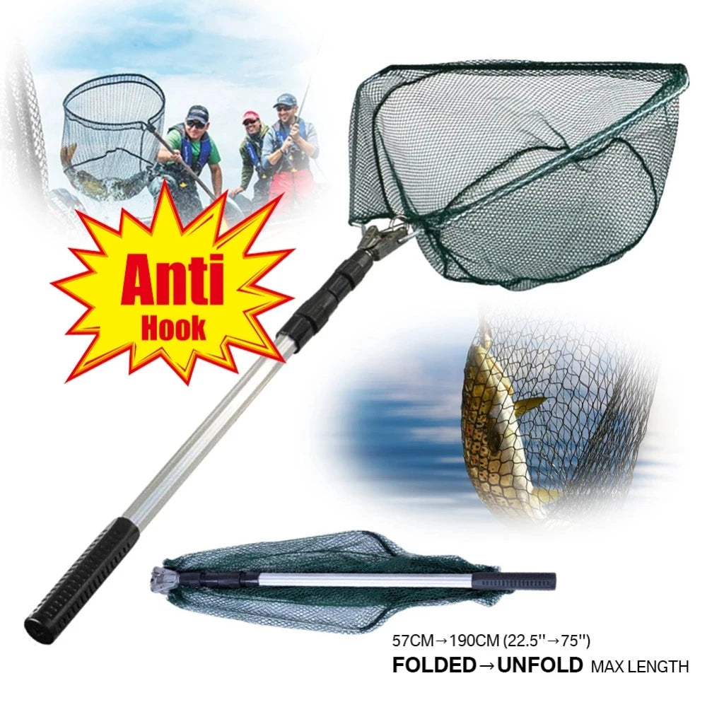 Telescopic Folding Fishing Net – Aluminum Alloy Landing Net for Carp & Fly Fishing