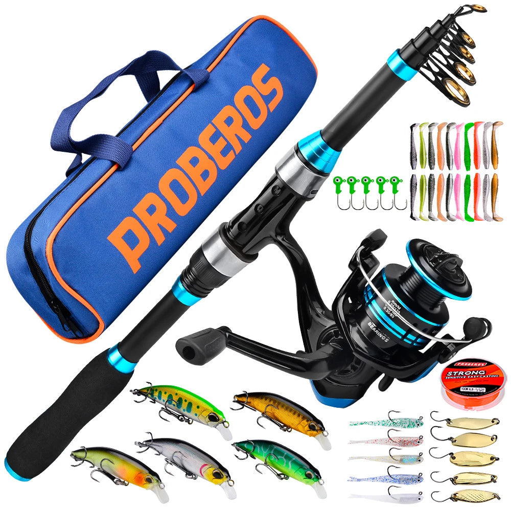 Telescopic Surf Fishing Rod Combo – Saltwater Spinning Rod with Reel, Line & Carry Bag