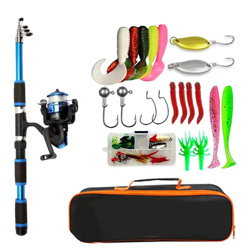 Fishing Pole Set Full Kit with Telescopic Rod & Spinning Reel