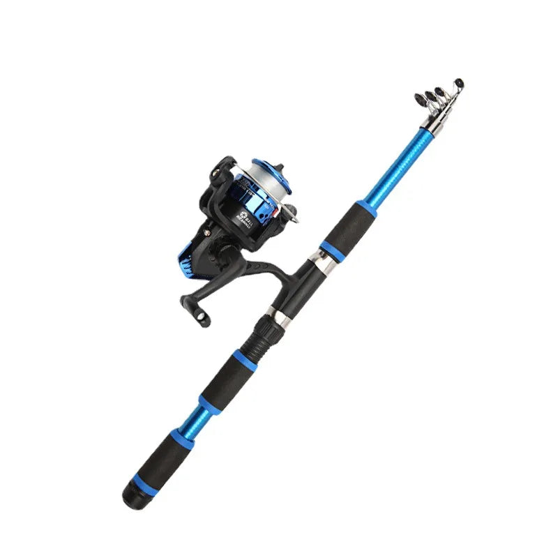 Fishing Pole Set – Telescopic Rod & Spinning Reel Combo with Hooks & Baits