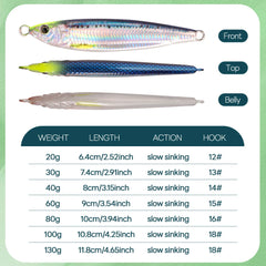 Printed Fast Sinking Metal Jig Lure 20–130g – Saltwater Shore Casting Vertical Jig