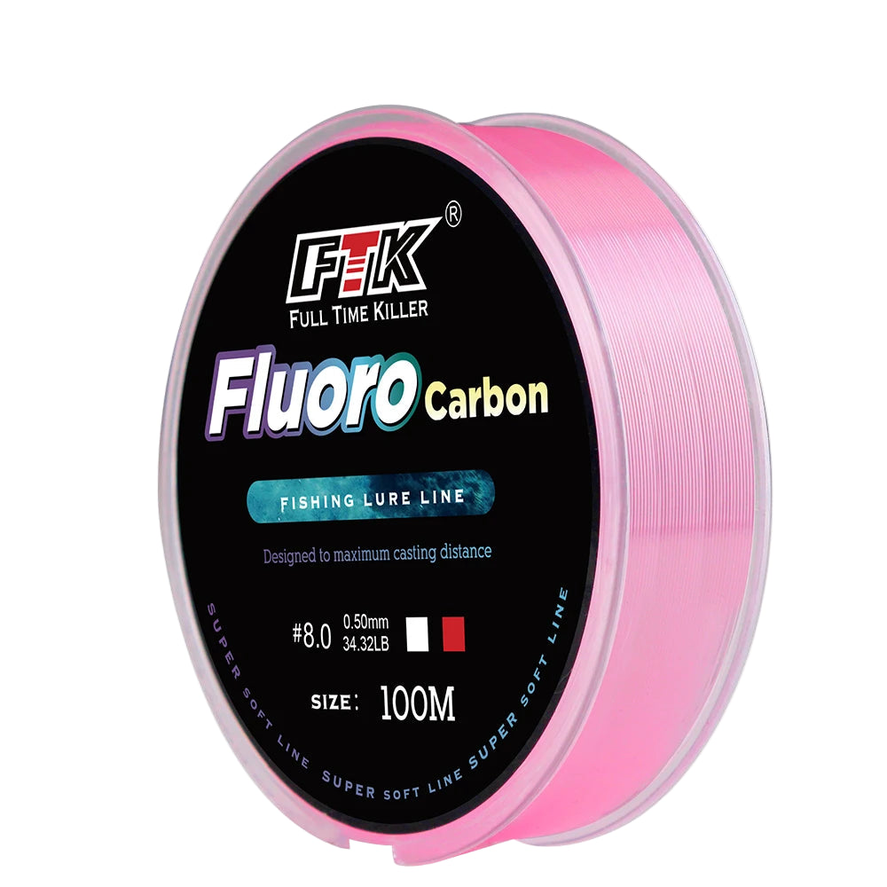 100m Fluorocarbon Fishing Line – Super Soft Carbon Coated Nylon Line (0.14mm–0.5mm, 4.13–34.32lb)