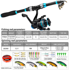 Telescopic Surf Fishing Rod Combo – Saltwater Spinning Rod with Reel, Line & Carry Bag