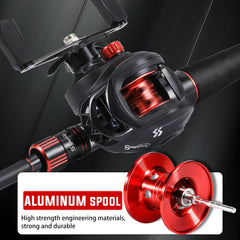 Fishing Rod Reel Combo 1.8–2.1m Carbon Fiber Casting Rod + 7.2:1 Baitcasting Reel