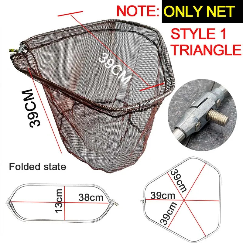 Folding Telescopic Fishing Landing Net 2.1–4.0m Carbon Fiber Pole with Stainless Steel Head