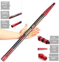 Folding Telescopic Fishing Landing Net 2.1–4.0m Carbon Fiber Pole with Stainless Steel Head